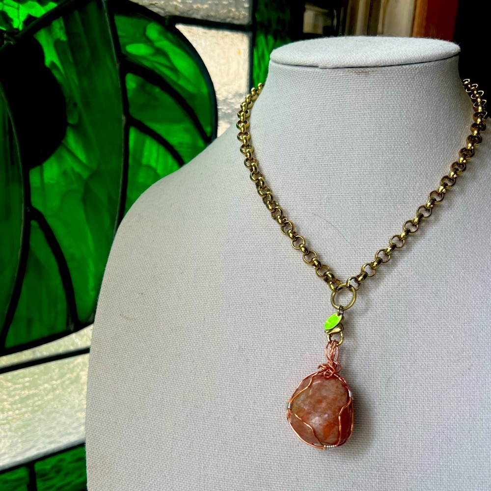 Natural Sunstone Pendant ( necklace not included )